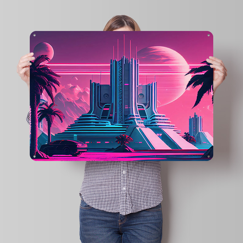 Retro Gaming Vibe - Poster in Metallo 3D Personalizzato con