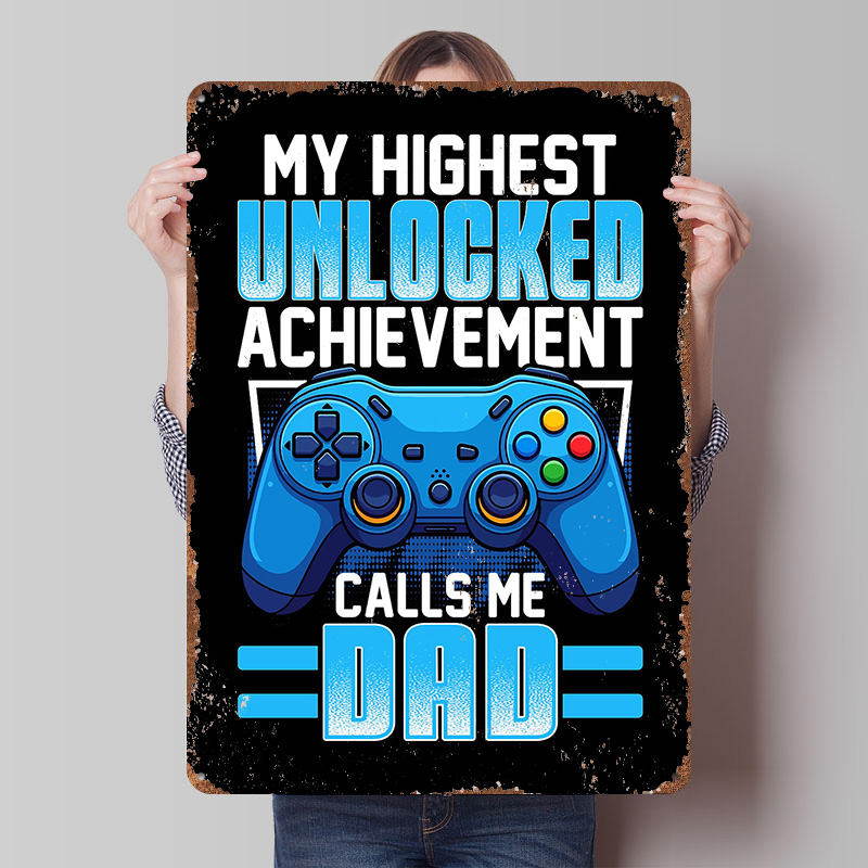Retro Gaming Achievements - Poster in Latta Personalizzato 'Gaming Dad'