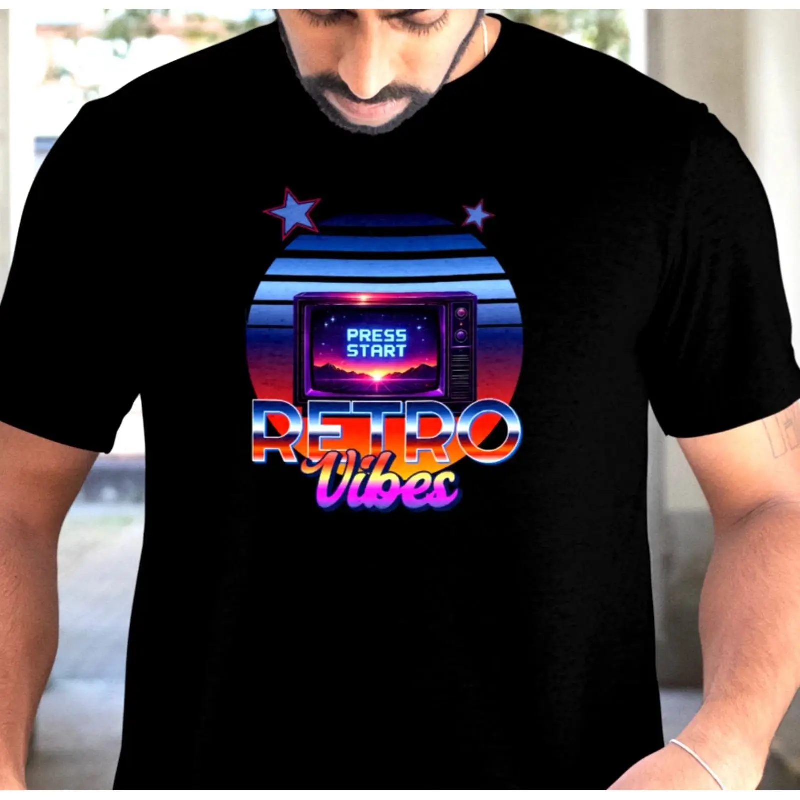 Retro Gaming Vibe - T-shirt Neon Gaming Retrò Anni '80